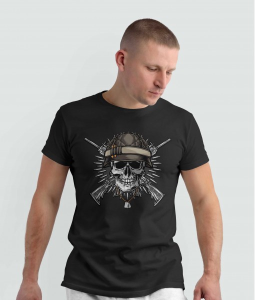 Мъжка тениска с щампа Готика Military skull
